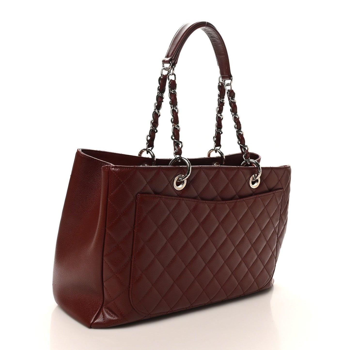 Caviar Quilted XL Grand Shopping Tote GST Dark Burgundy
