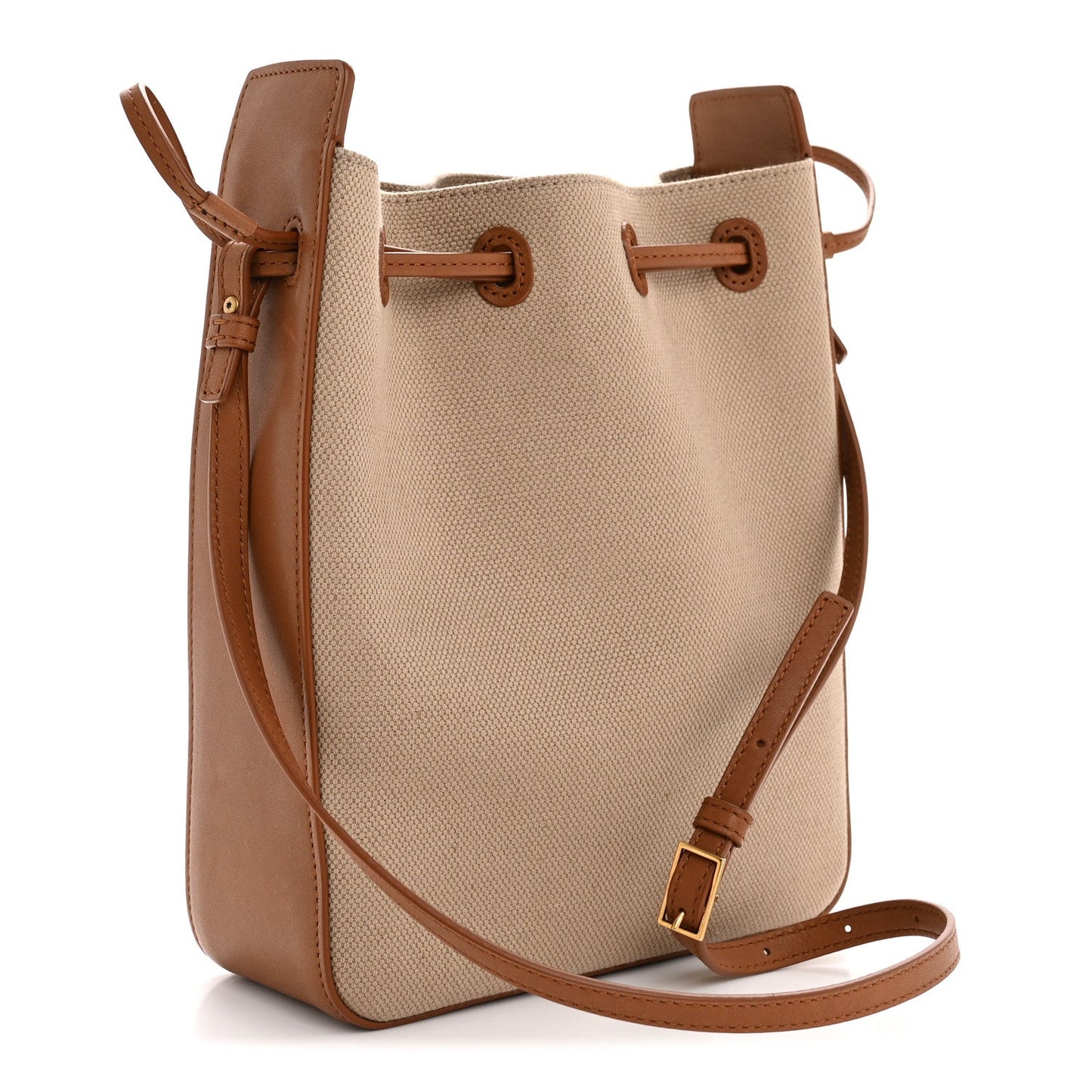 Canvas Calfskin Small Bucket Bag Desert Dust Brick