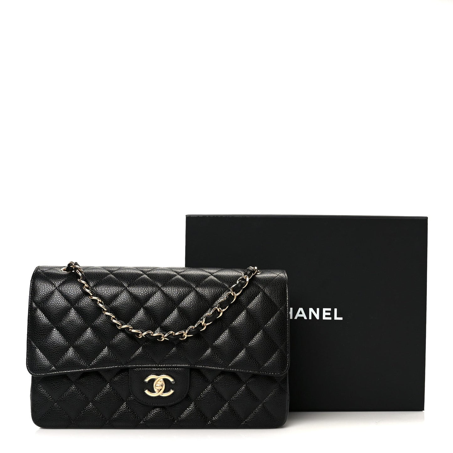 Caviar Quilted Jumbo Double Flap Black