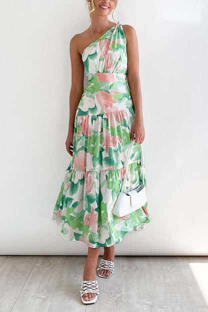 Vestido midi sin mangas con hombros descubiertos y largo medio 