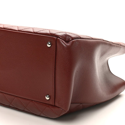 Caviar Quilted XL Grand Shopping Tote GST Dark Burgundy