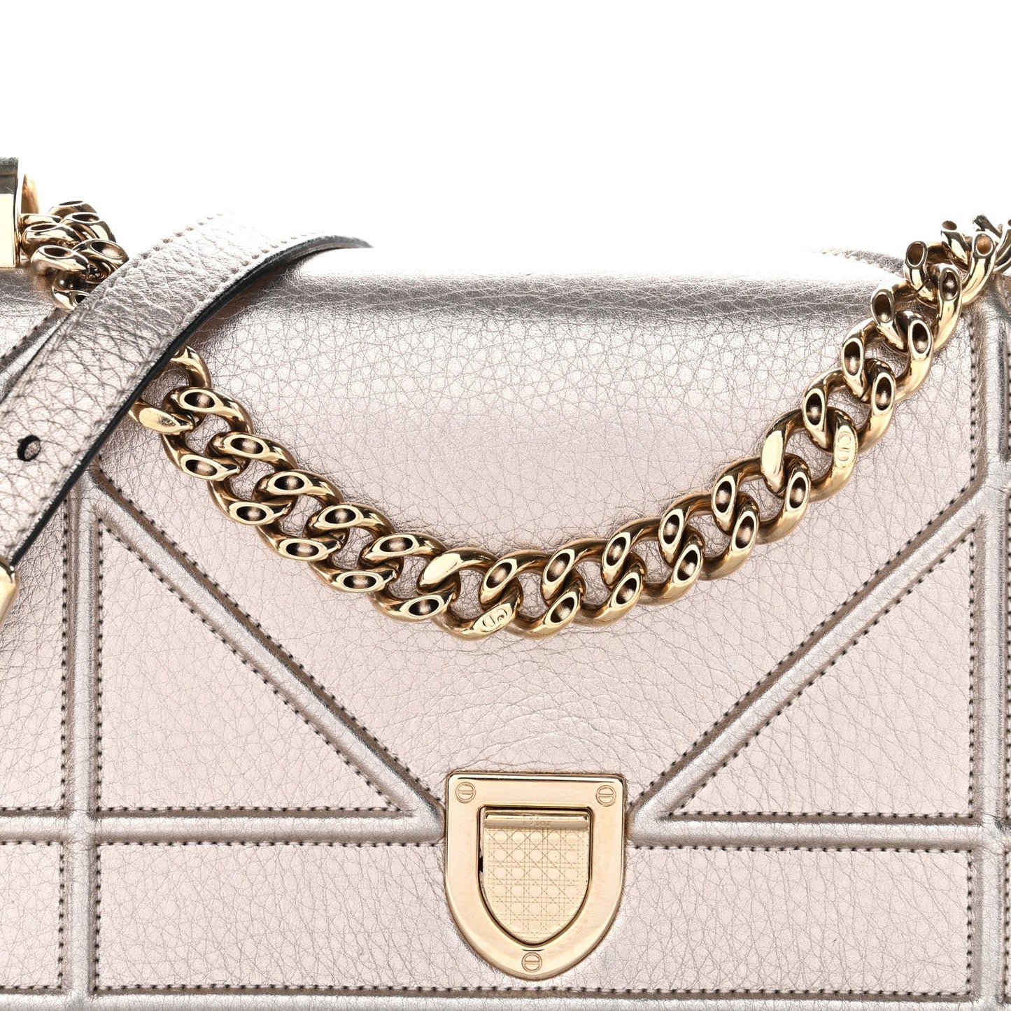 Metallic Grained Calfskin Small Diorama Flap Bag Copper