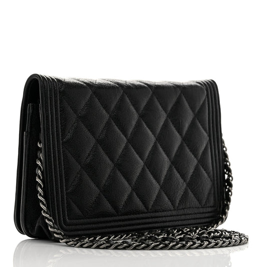 Caviar Quilted Boy Wallet On Chain WOC Black