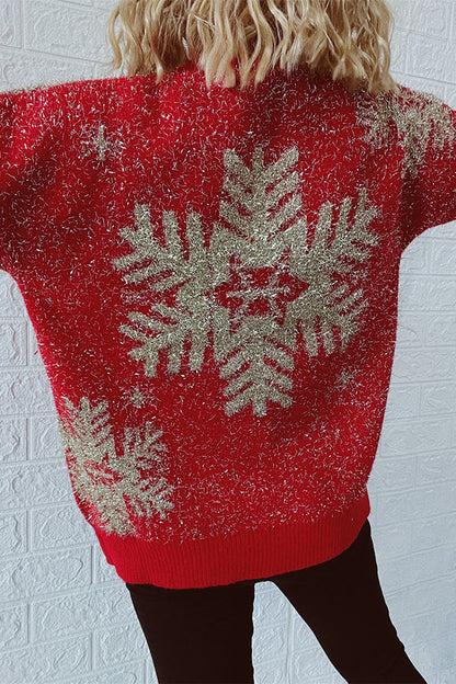 Suéter de punto de cuello redondo y manga larga con estampado navideño