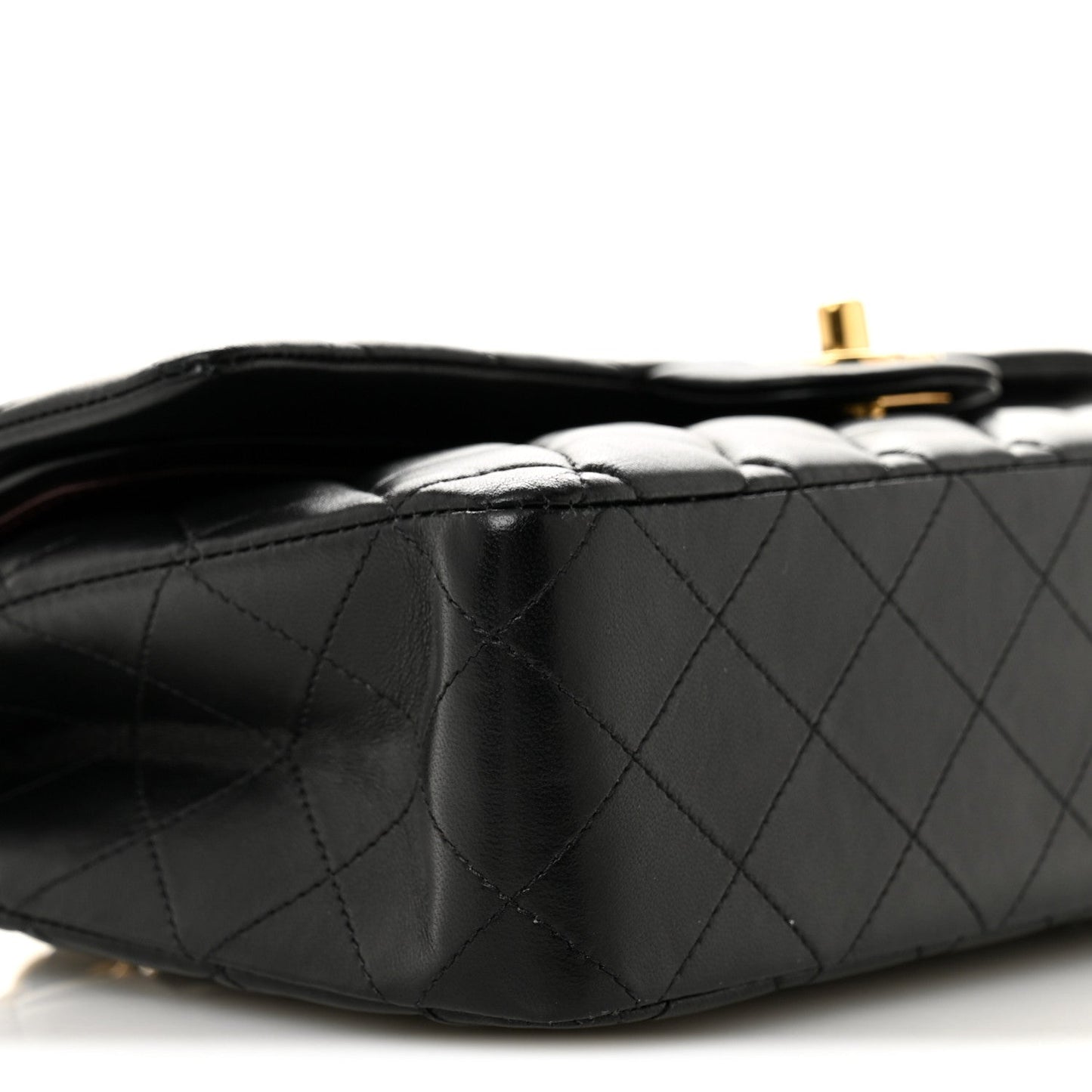Lambskin Quilted Medium Double Flap Black