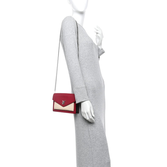Calfskin My Lockme Chain Pochette Lie De Vin Etain Creme