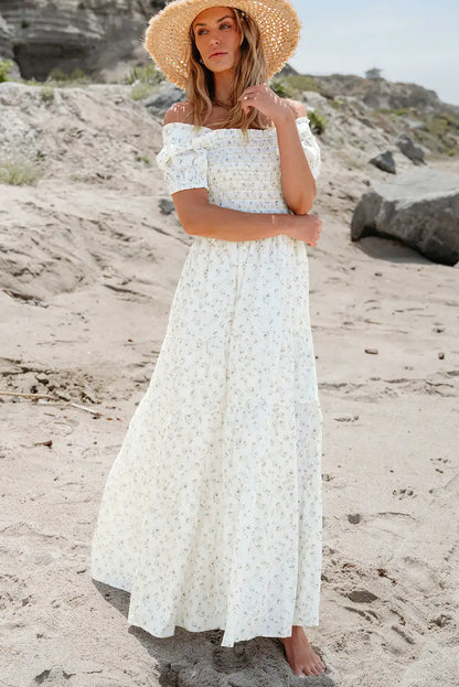 fresh white floral maxi dress