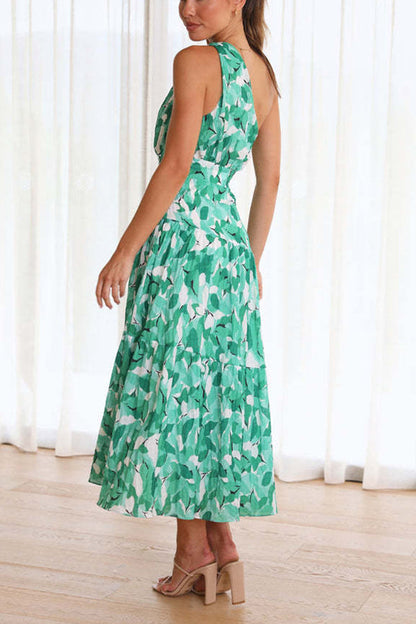 Vestido midi sin mangas con hombros descubiertos y largo medio 