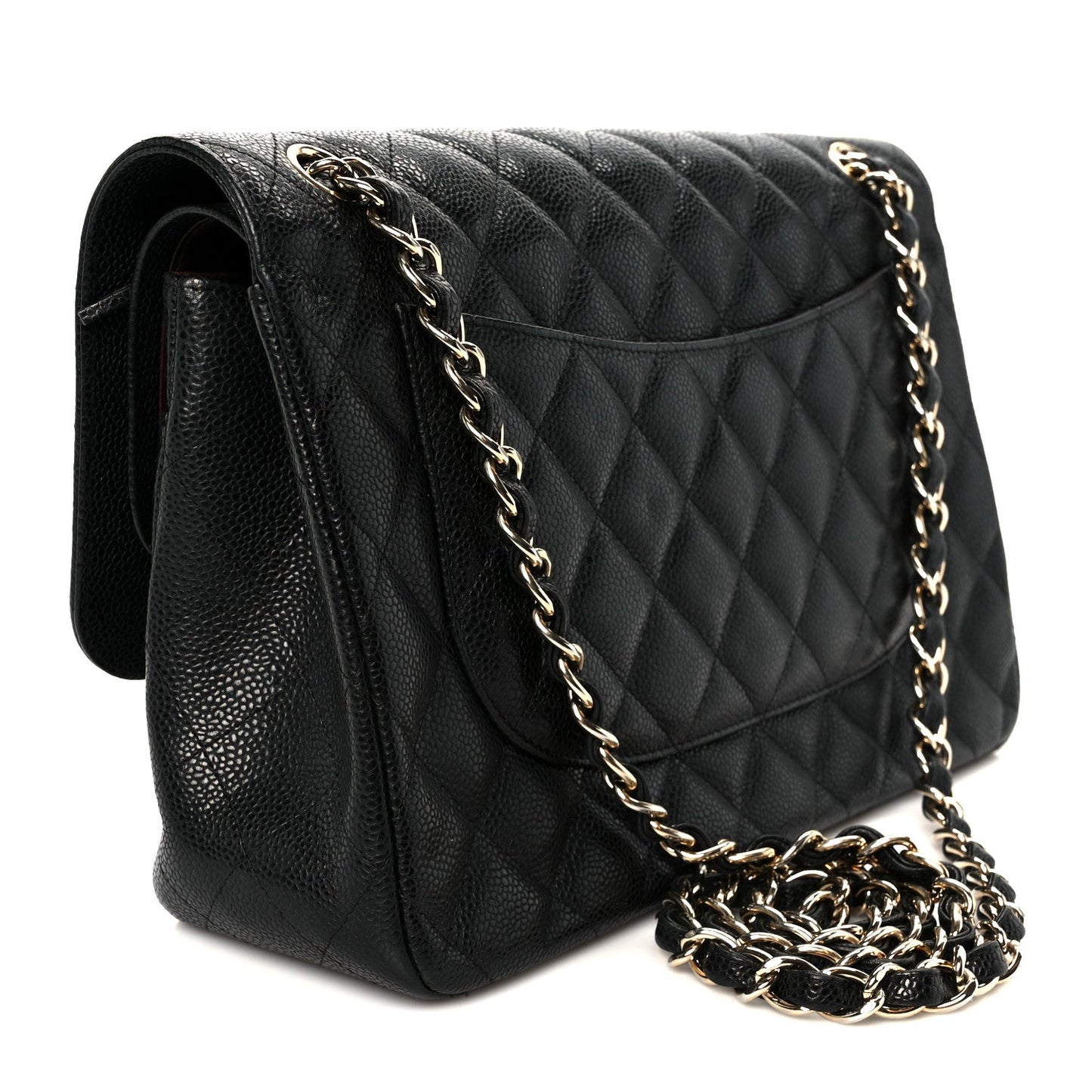 Caviar Quilted Jumbo Double Flap Black