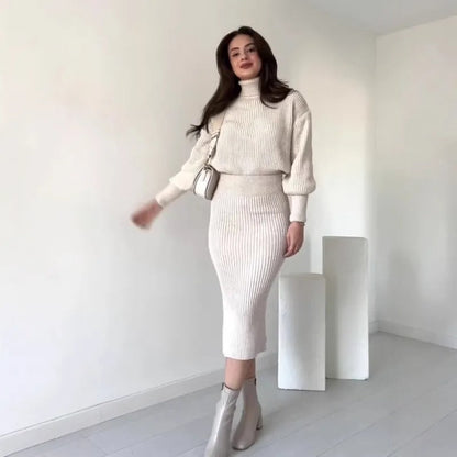Cleo - Ribbed Sweater Dress - Chic/Elegant - Tailored Fit - Ideal for Fall/Winter