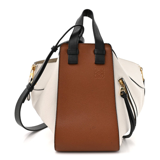 Calfskin Small Hammock Shoulder Bag Tan Ivory Black