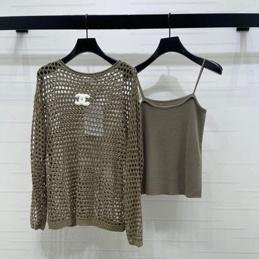 CC Ayered Long-Sleeved Top Grey Knit 343582