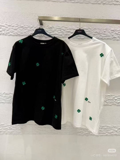 CD T-Shirt with Dior Clover Embroidery Cotton