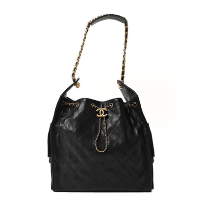 Caviar Quilted Medium Chanel 25 Handbag Black