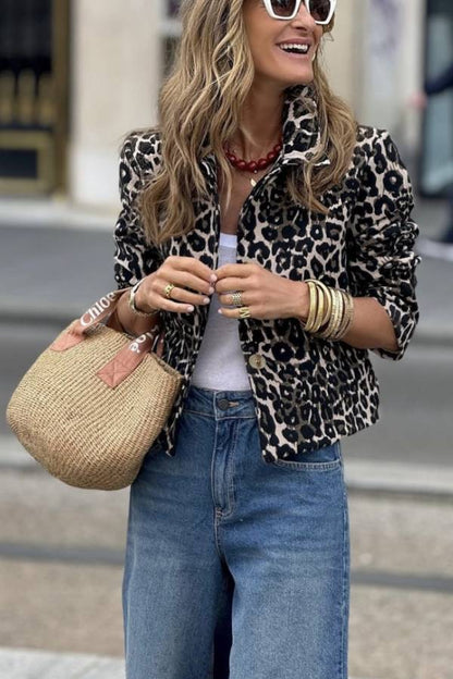 Chaqueta corta de leopardo Marion