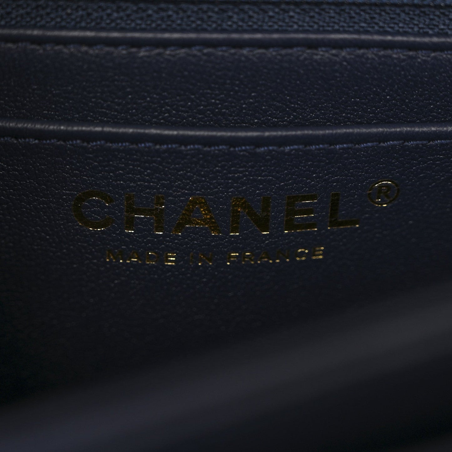 Shiny Caviar Quilted Mini Top Handle Flap Navy Blue