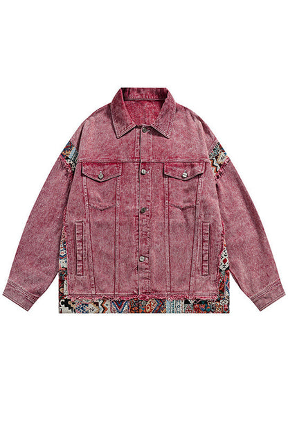 Chaqueta vaquera vintage con bolsillos sueltos y patchwork