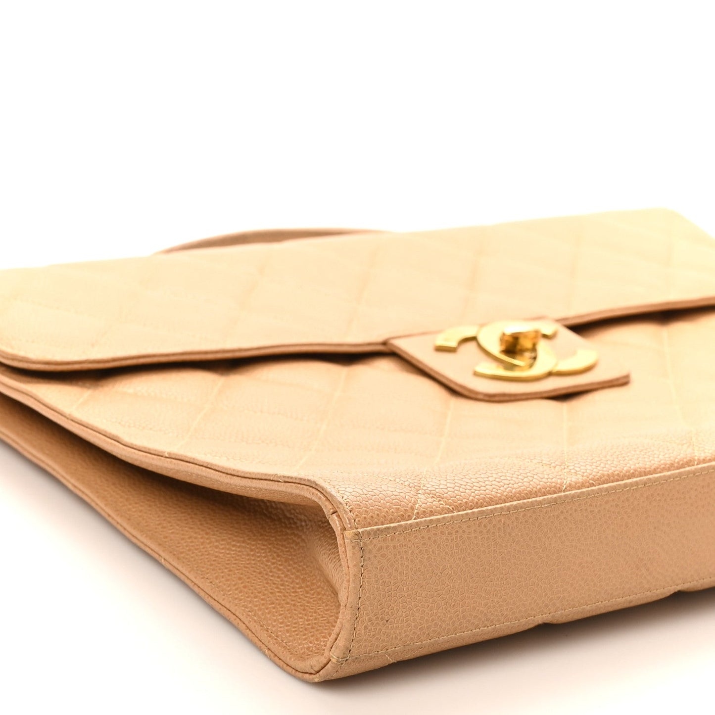 Caviar Quilted Briefcase Laptop Bag Beige