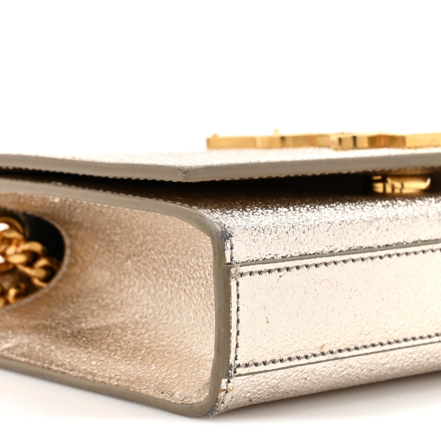 Metallic Calfskin Small Classic Monogram Kate Satchel Platine