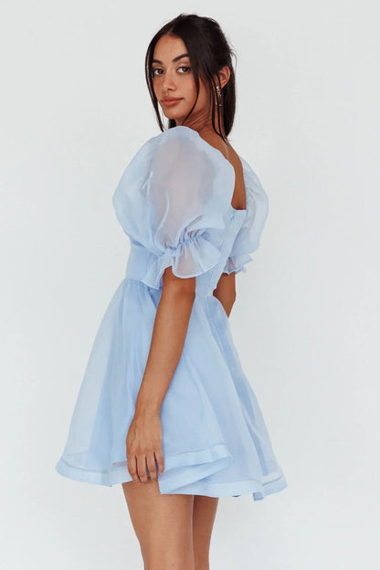 I've Got Sunshine Puff Sleeve Mini Dress Sky Blue