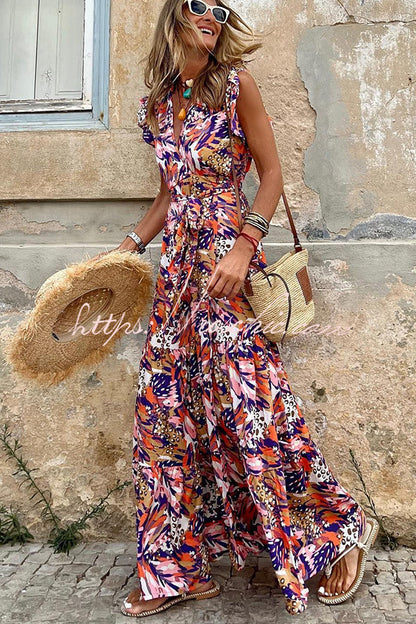 Pursue Your Passion Floral Ruffle Sleeve Maxi Dress