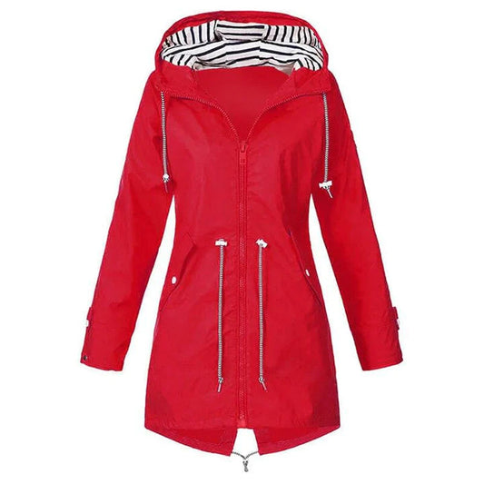 Classic Stylish Waterproof Outdoor Rain Jacket with Hood for Women | Great for Outdoor Activities