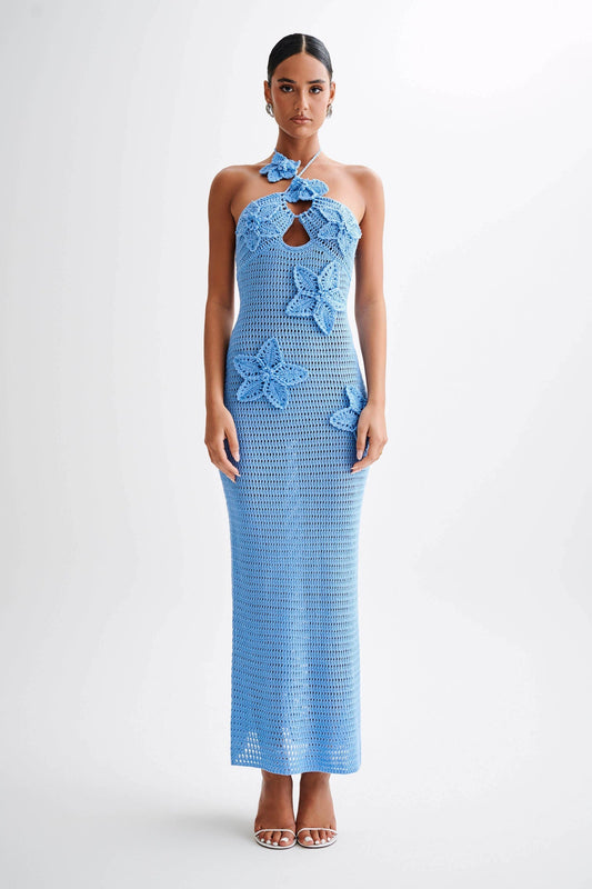 Beverly Floral Appliqu茅 Crochet Maxi Dress