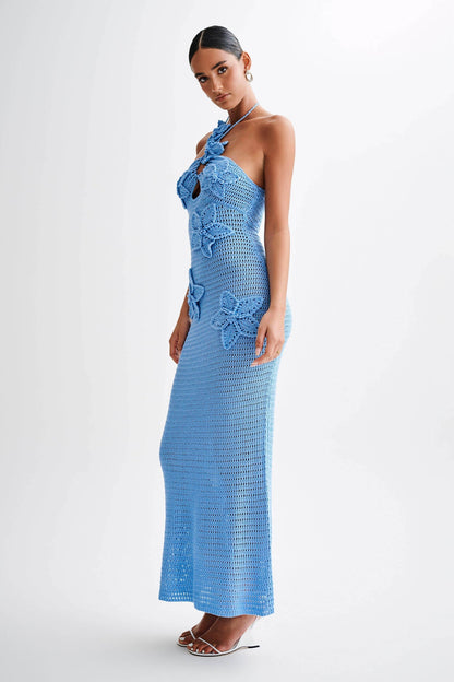 Beverly Floral Appliqu茅 Crochet Maxi Dress