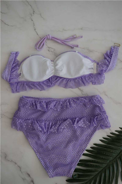 Lace Mesh High Waist Bikini Swimwear(3 Colors)