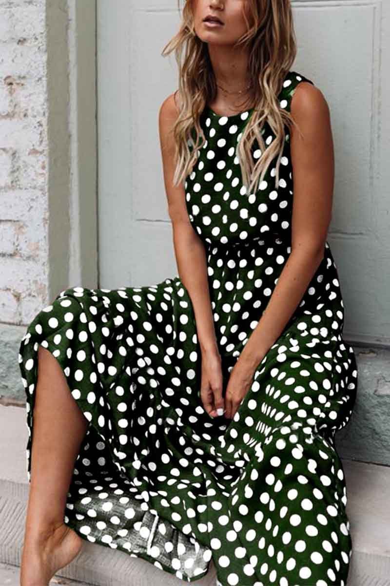 Vestido de lunares con cuello redondo (5 colores)