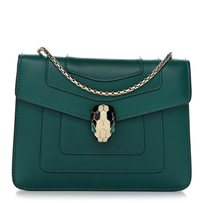 Calfskin Small Serpenti Forever Snake Strap Crossbody Bag Emerald Green