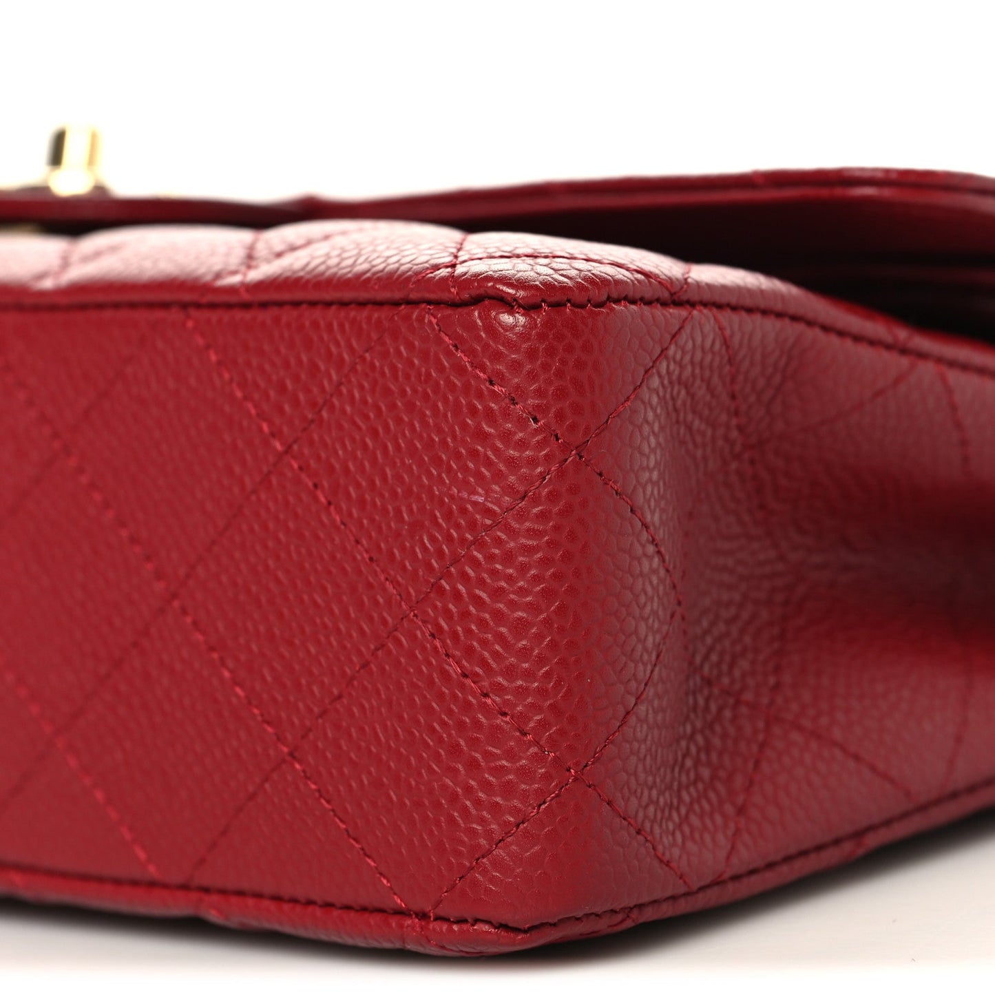 Caviar Quilted Medium Double Flap Red