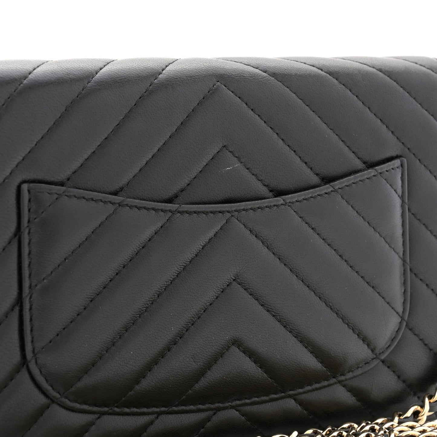 Lambskin Chevron Quilted Wallet On Chain WOC Black