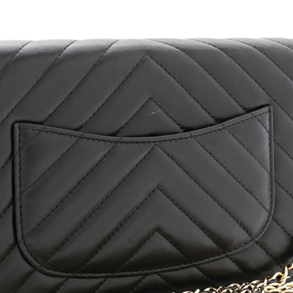 Lambskin Chevron Quilted Wallet On Chain WOC Black