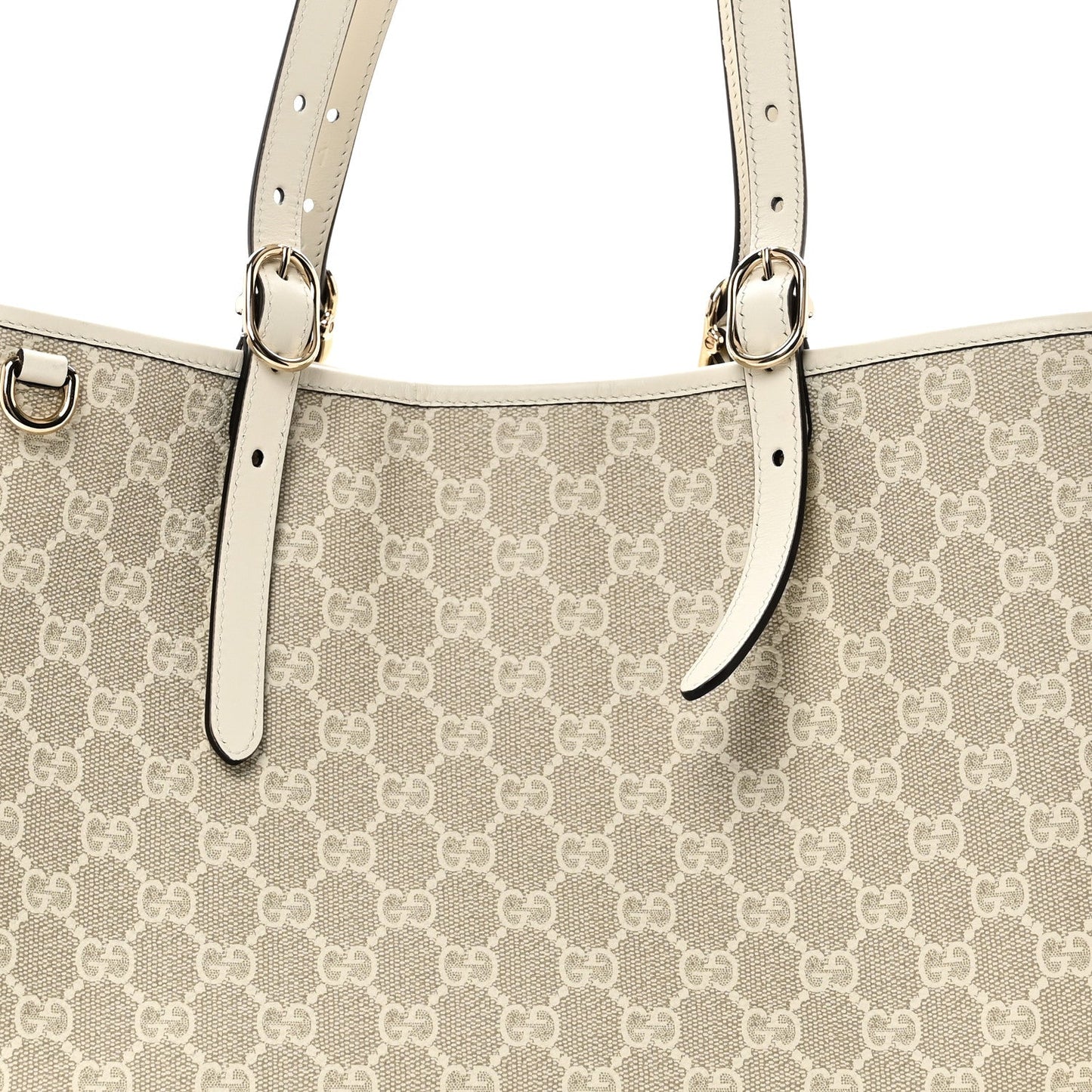 GG Supreme Monogram Emblem Large Tote Bag  Mystic White Oatmeal
