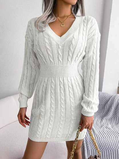 Savannah™ | Cozy Long Sleeve V-Neck Dress