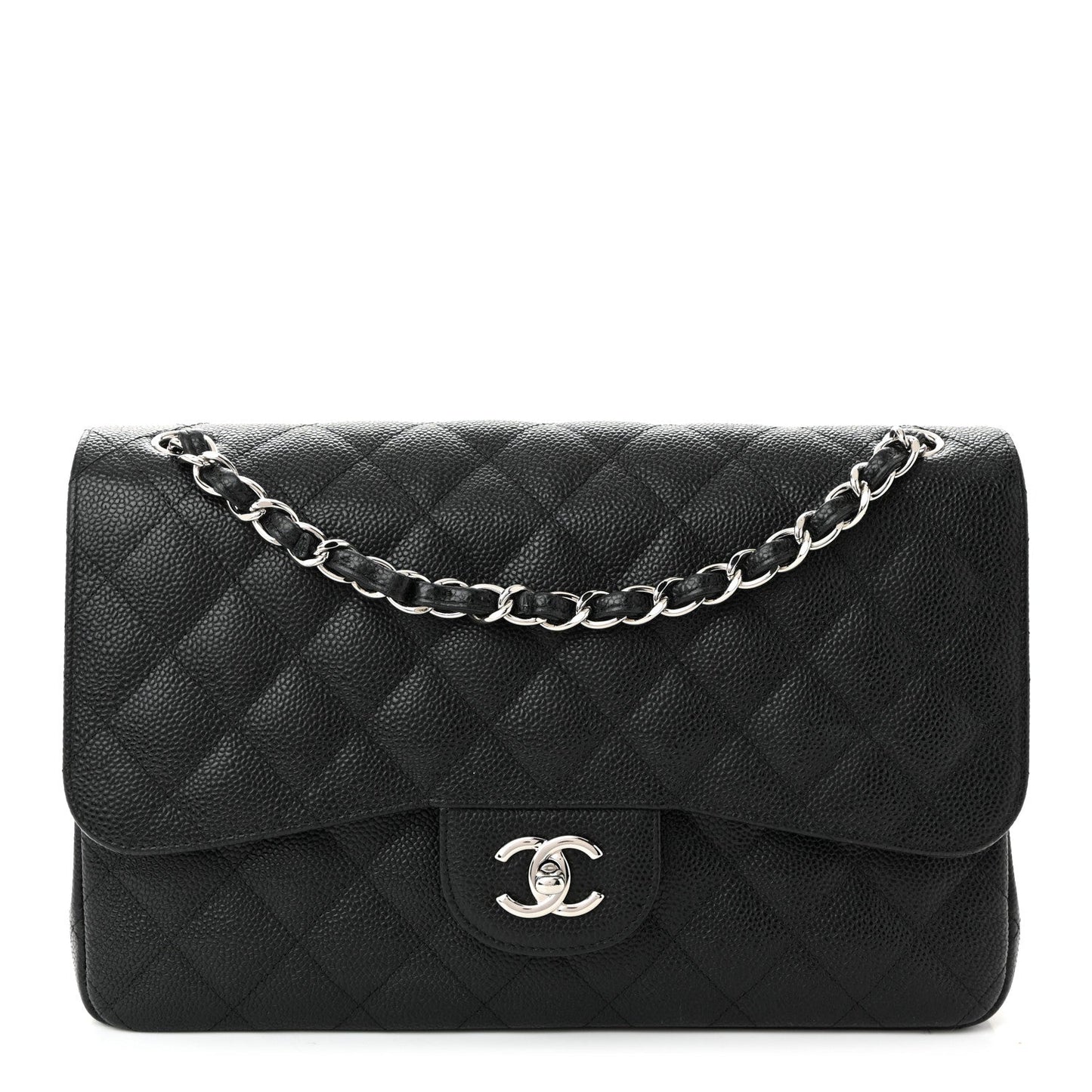 Caviar Quilted Jumbo Double Flap Black