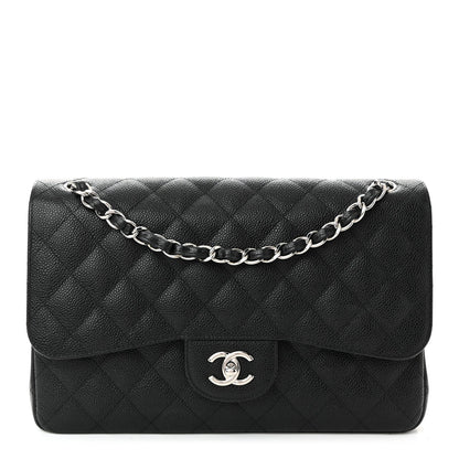 Caviar Quilted Jumbo Double Flap Black