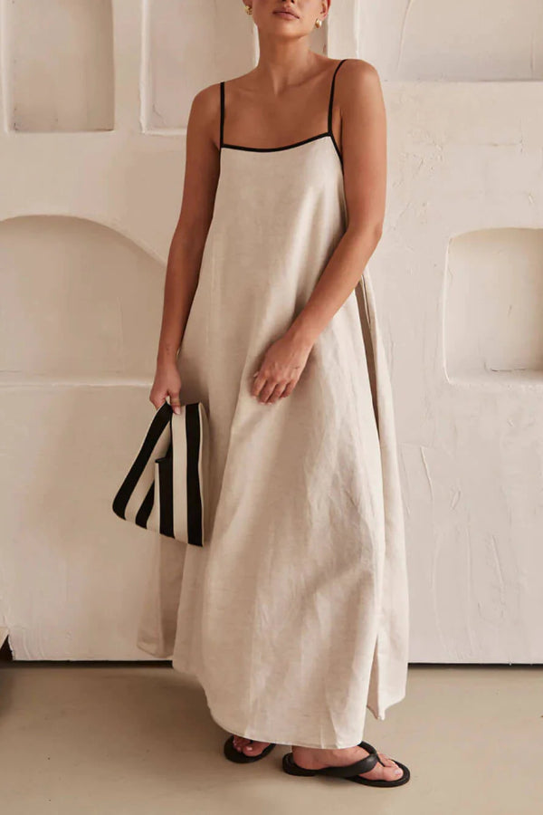 Vestido clásico de tirantes en contraste de estilo festivo