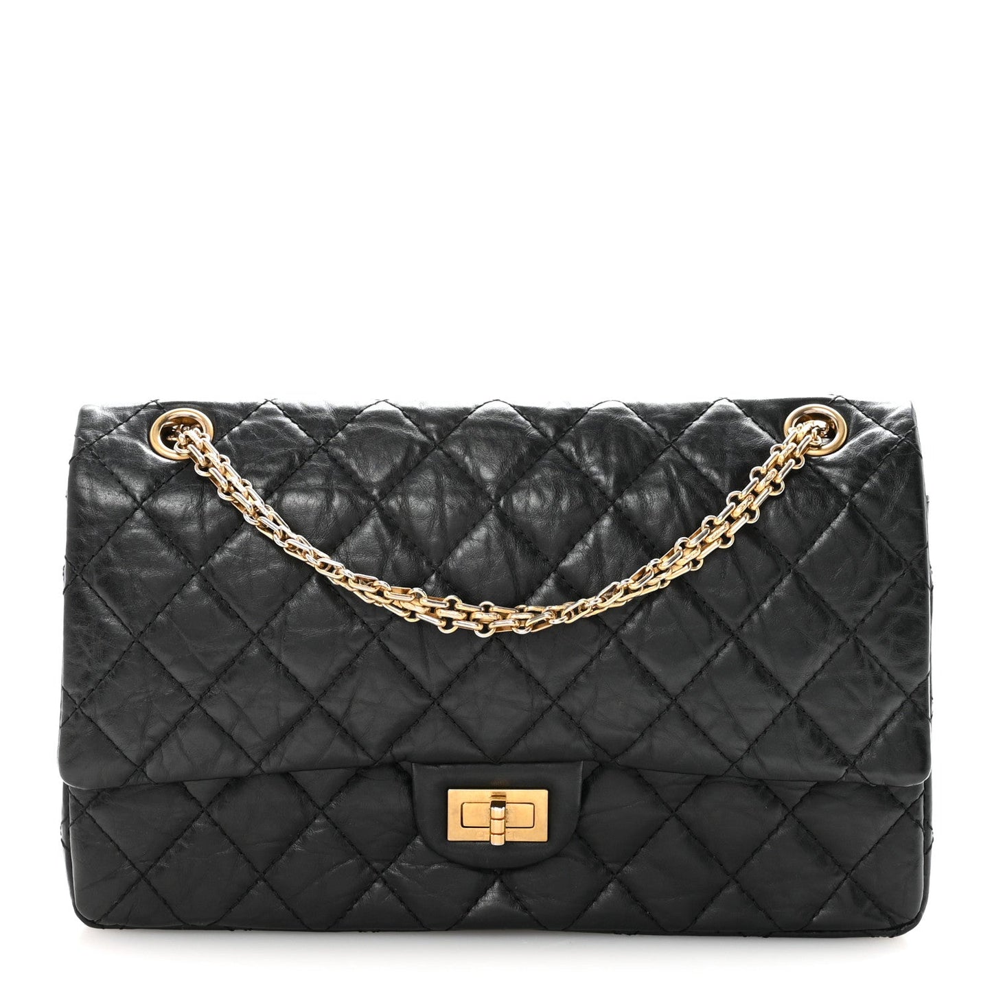 Aged Calfskin Quilted 2.55 Reissue 226 Flap Black