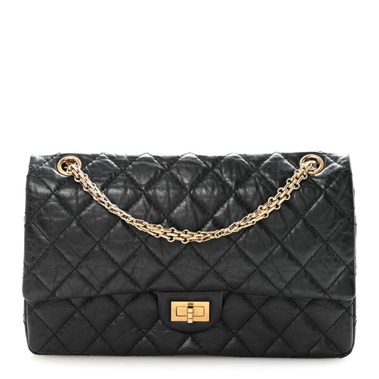 Aged Calfskin Quilted 2.55 Reissue 226 Flap Black