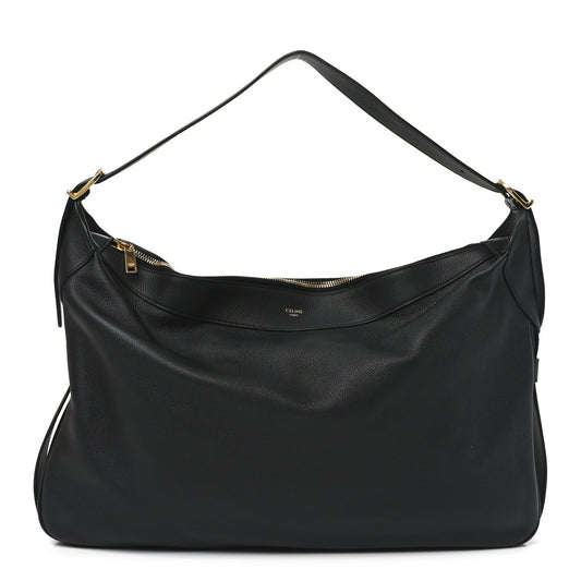 Supple Calfskin Large Romy Shoulder Bag Black