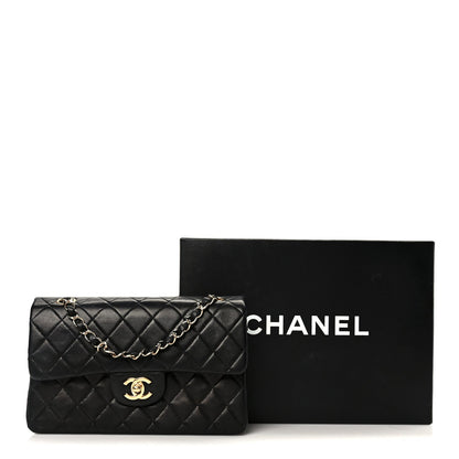 Lambskin Quilted Small Double Flap Black