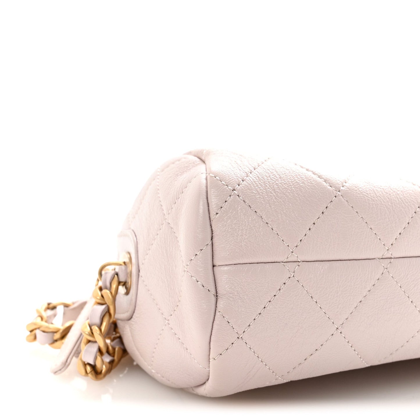 Shiny Lambskin Quilted Small Fashion Therapy Bowling Bag Lilac