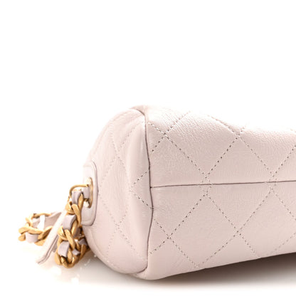 Shiny Lambskin Quilted Small Fashion Therapy Bowling Bag Lilac