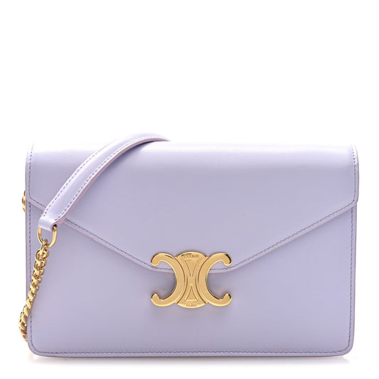 Shiny Calfskin Triomphe Margo Wallet on Chain Light Lavender