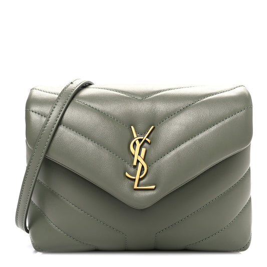 Calfskin Y Quilted Monogram Toy Loulou Crossbody Bag Light Sage