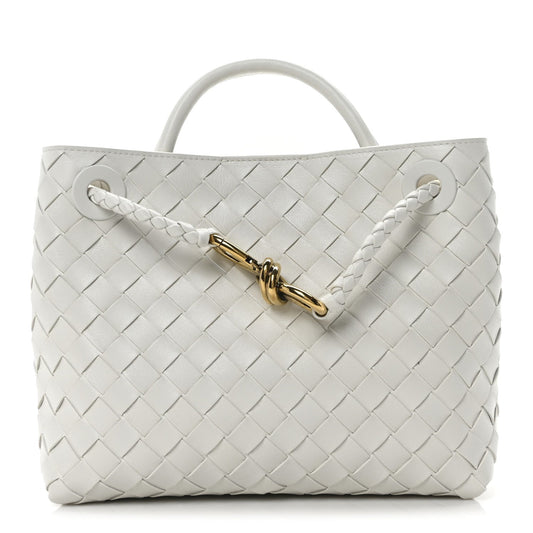 Nappa Intrecciato Small Andiamo Shoulder Bag White