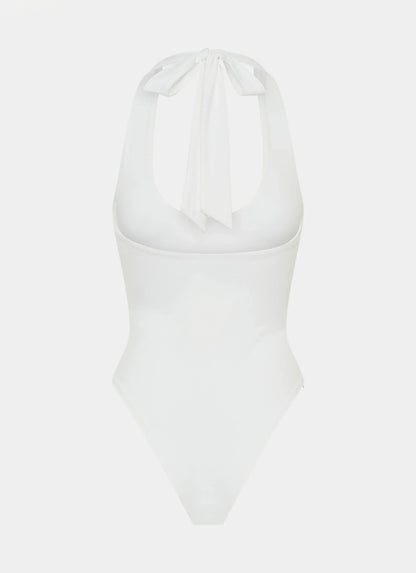 Set The Scene Halter Bodysuit - White