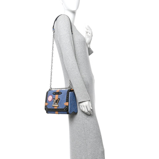 Epi Complice Trunks and Bags Twist Shoulder Bag MM Denim Light